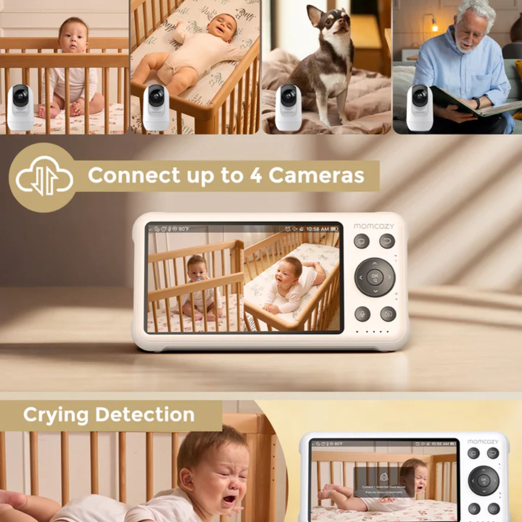 MOMCOZY BM04 Baby Monitoring Camera - White 