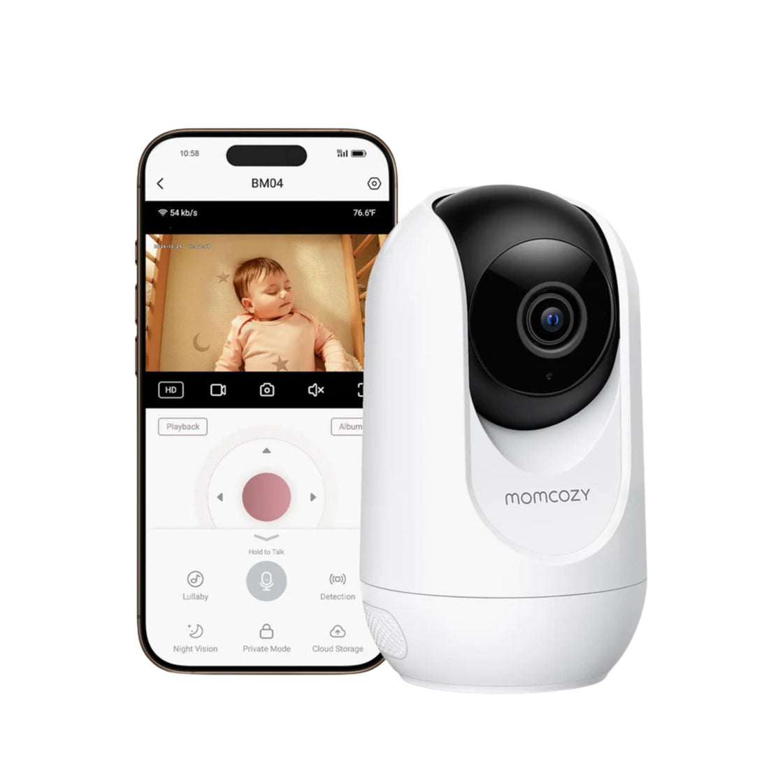 MOMCOZY BM04 Baby Monitoring Camera - White