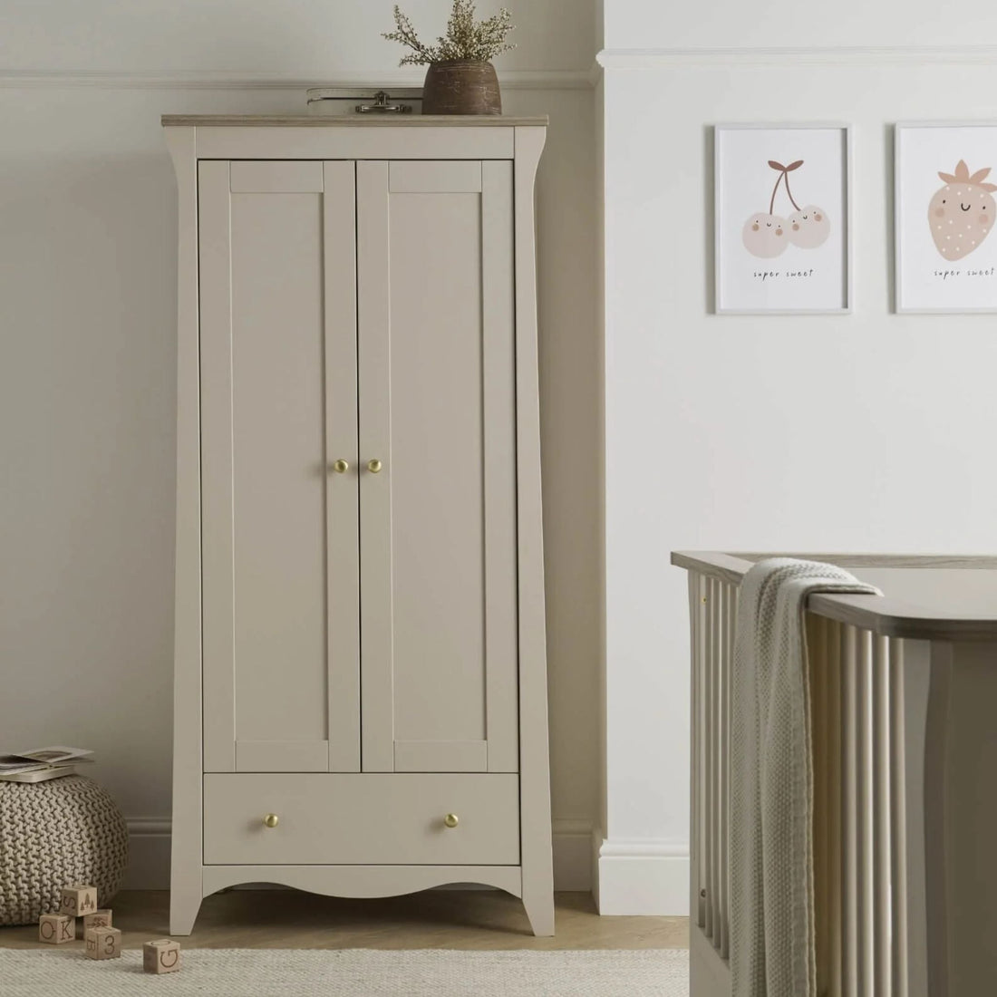 CuddleCo Clara 2 Door Double Wardrobe - Cashmere