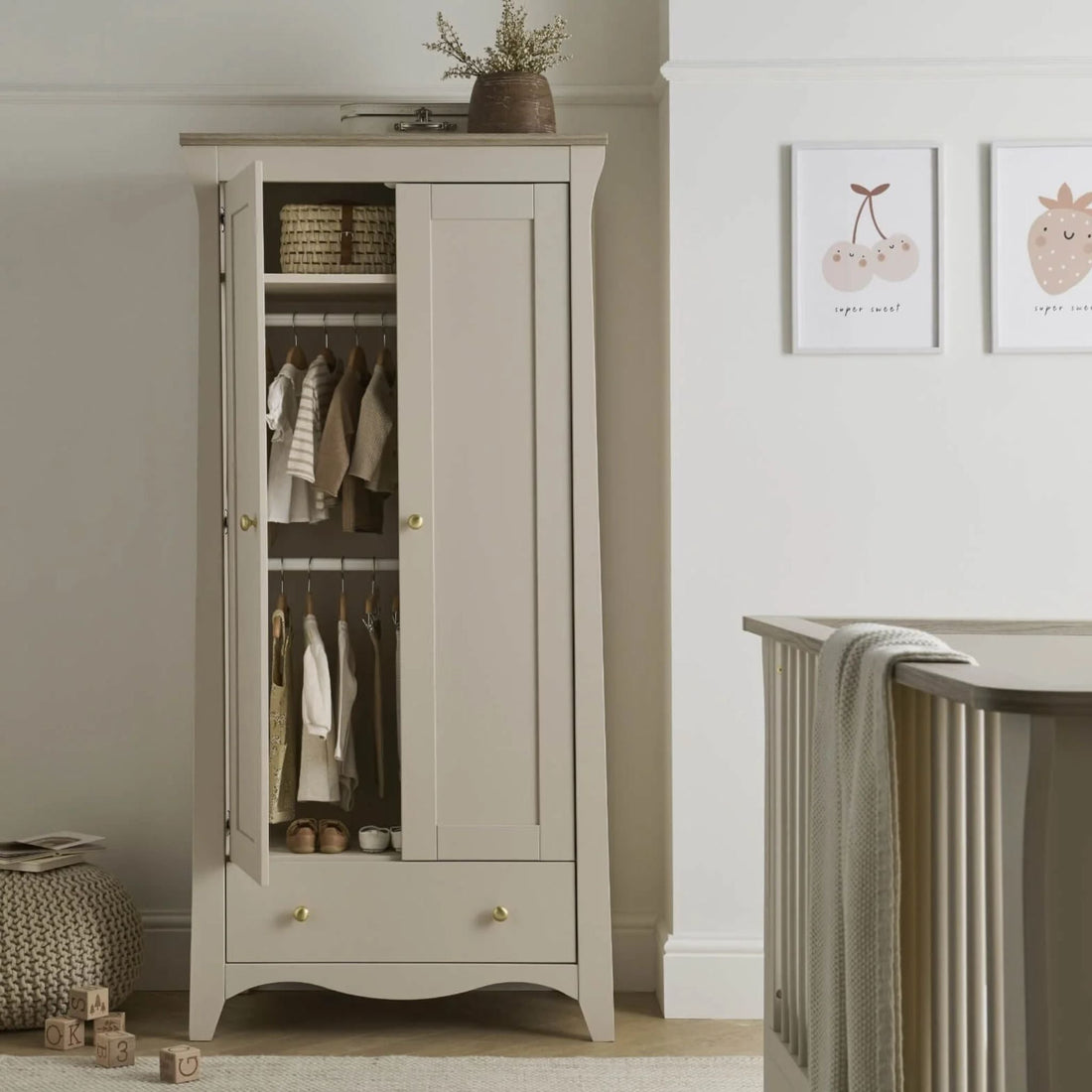 CuddleCo Clara 2 Door Double Wardrobe - Cashmere