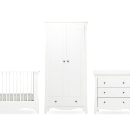 CuddleCo Clara 3pc Set 3 Drawer Dresser, Cot Bed and Wardrobe