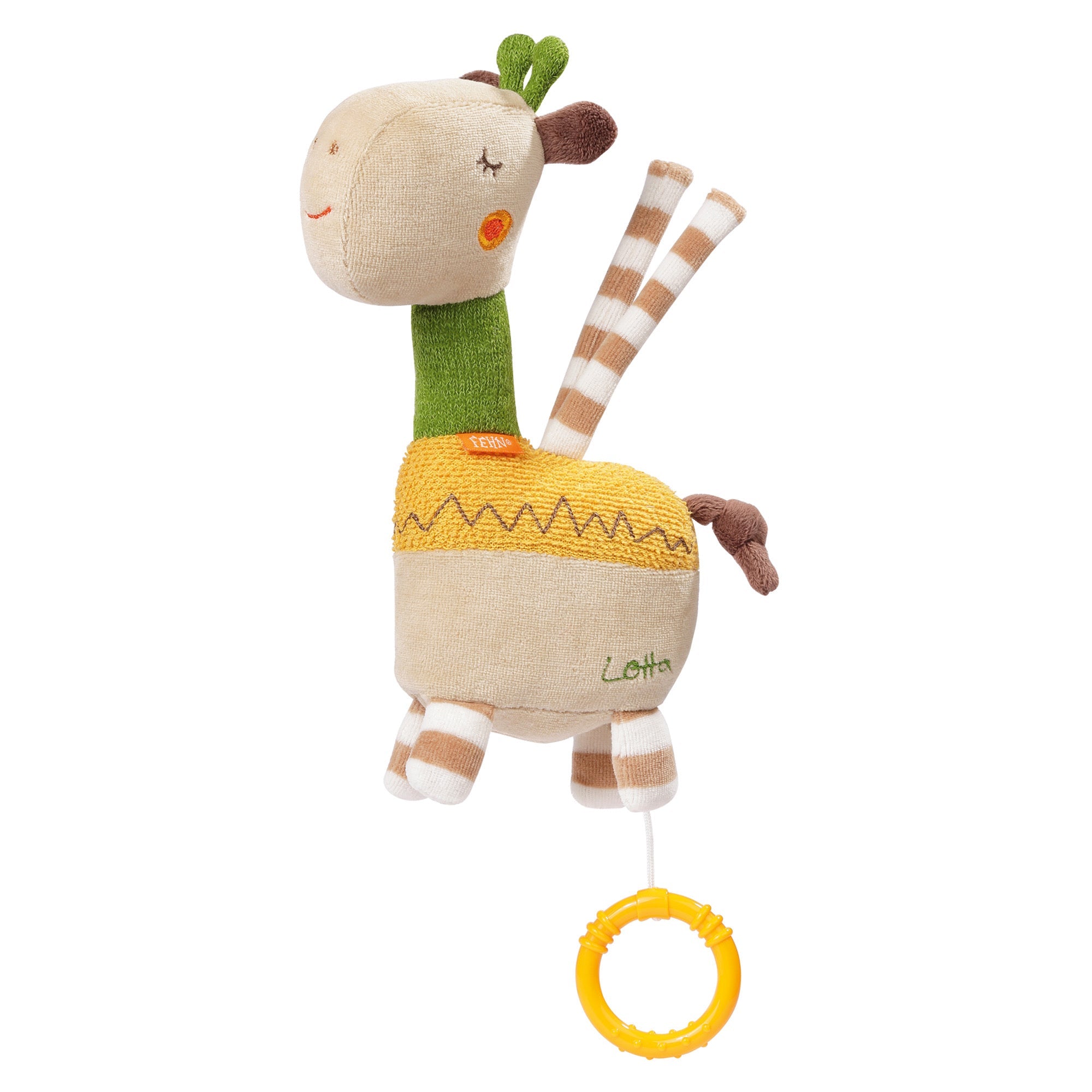 FEHN 059106 - Doudou Giraffa Deluxe, Peluche Coperta Per Neonati 0+ Mesi - Morbido, Con Anello Per Ciuccio, Lavabile A 30°, Collezione Loopy & Lotta