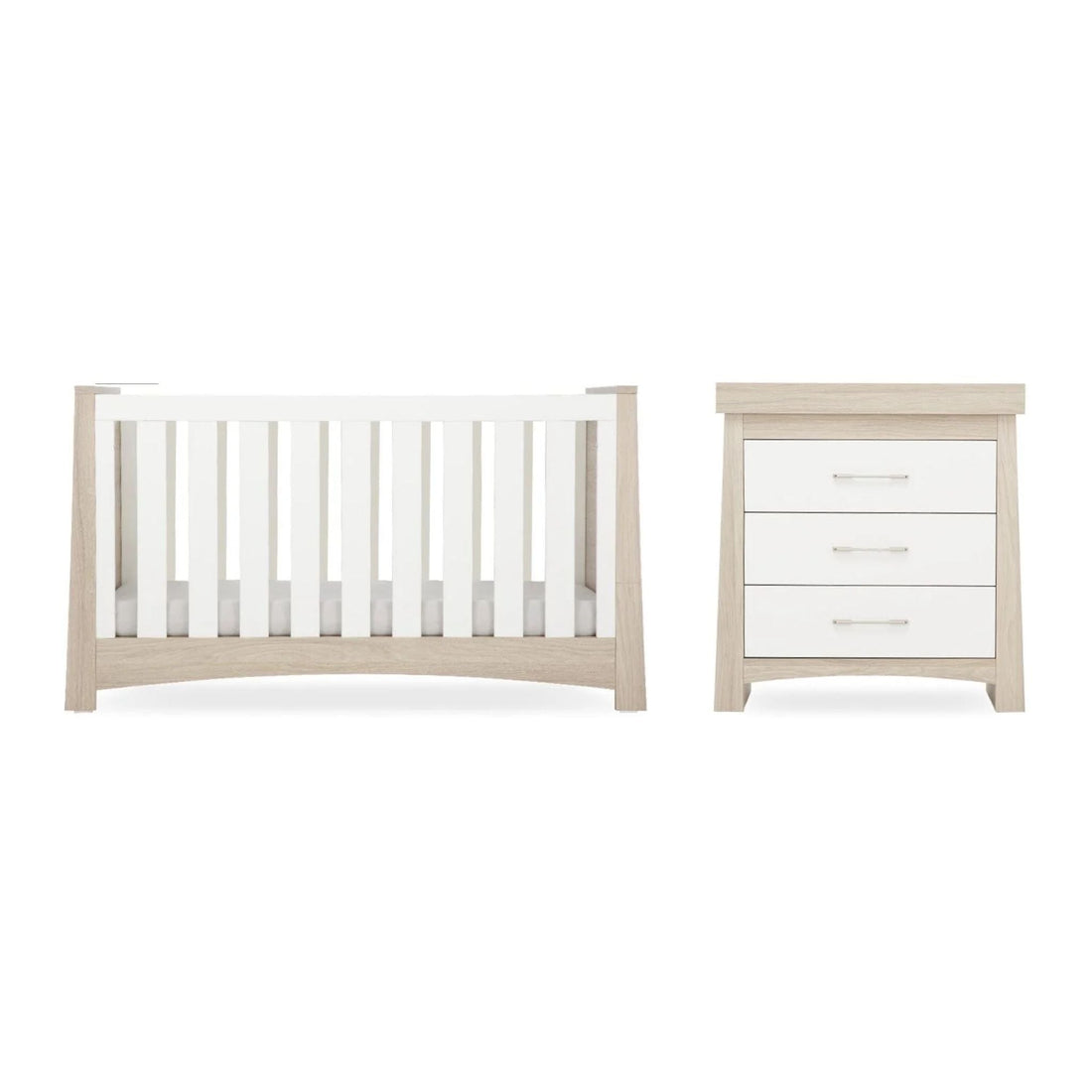 CuddleCo Lana 2pc Set 3 Drawer Dresser and Cot Bed - Ash White