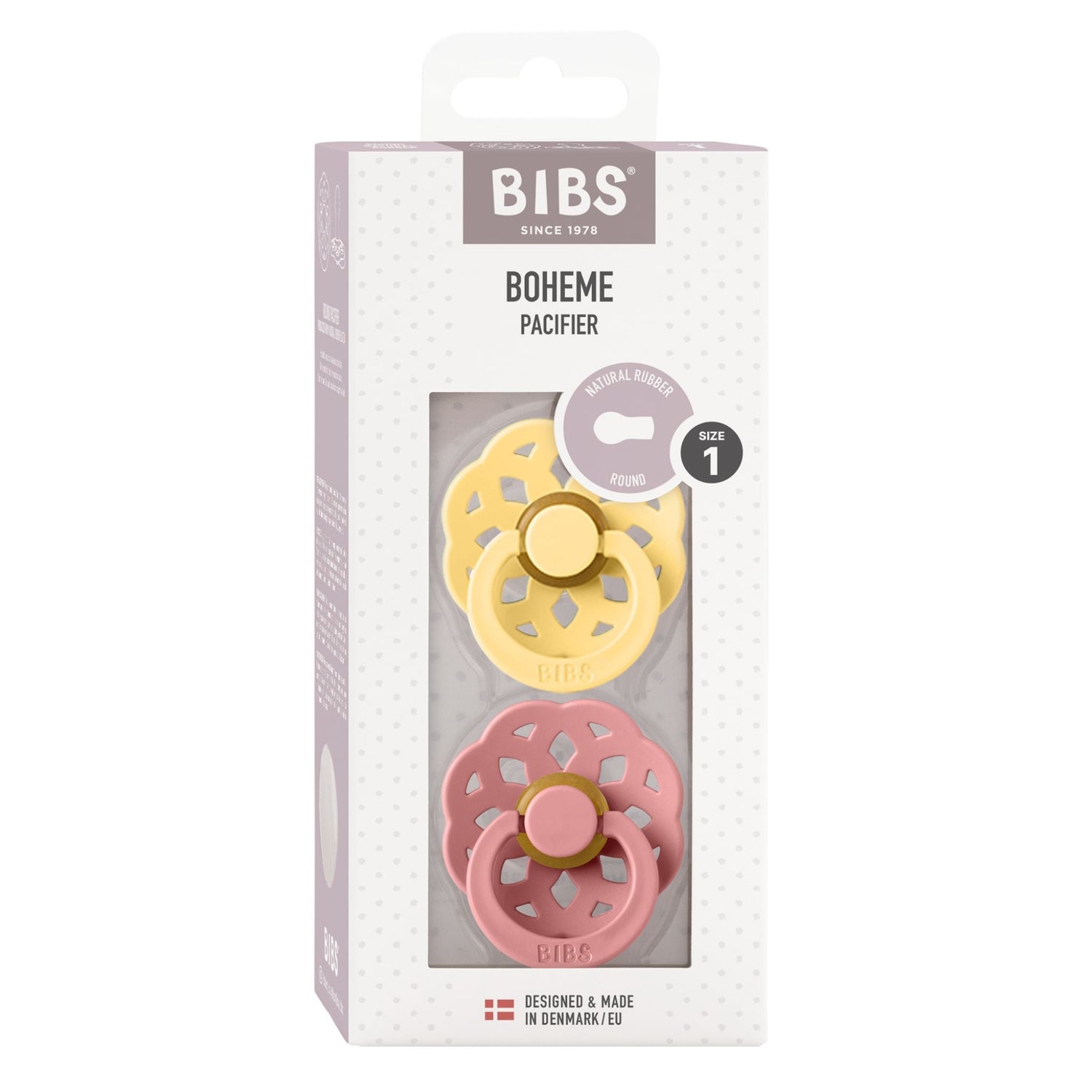 BIBS Pacifier Boheme 2 PACK Latex Size 1