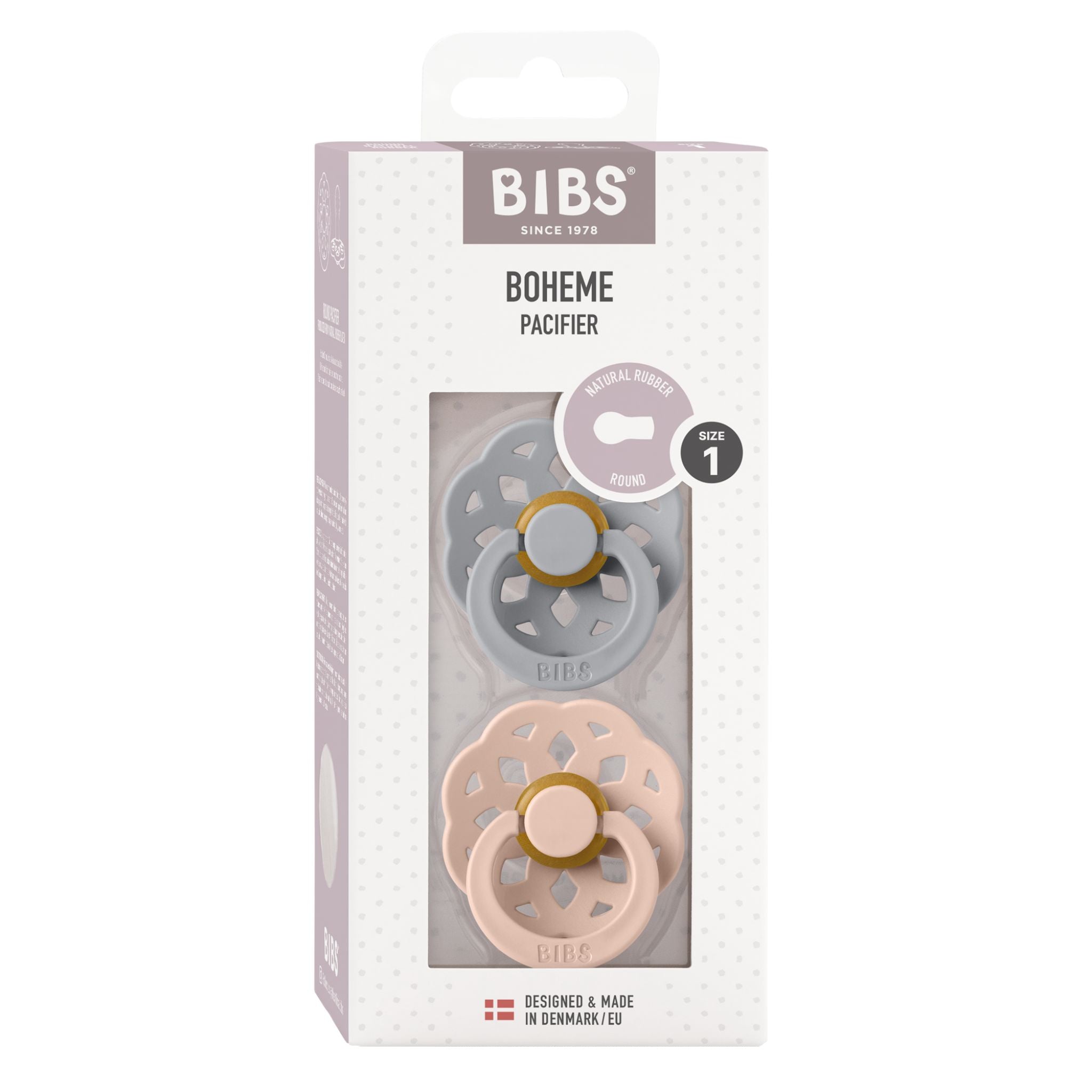 BIBS Pacifier Boheme 2 PACK Latex Size 1