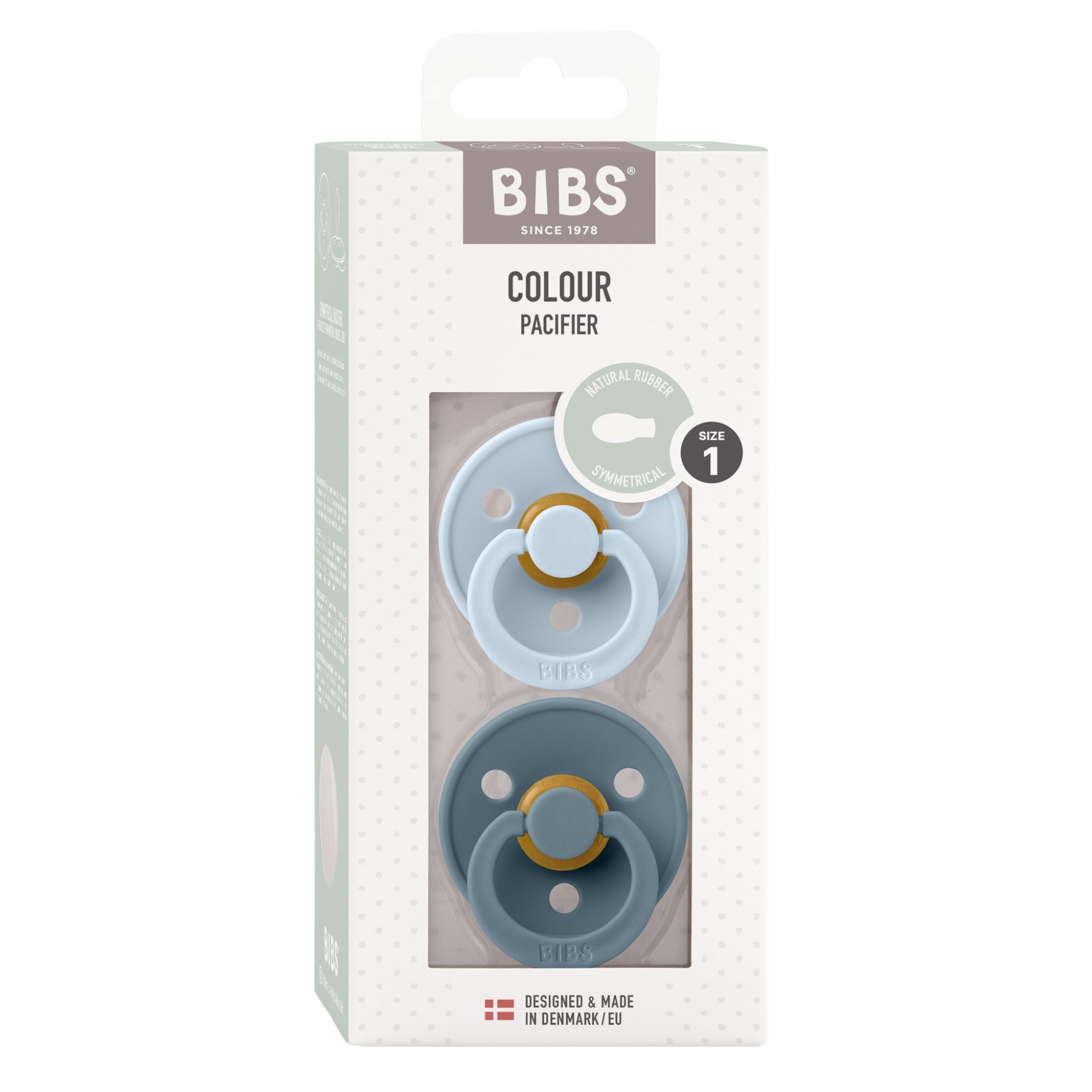 BIBS Pacifier Colour 2 PACK Latex Size 1 Symmetrical