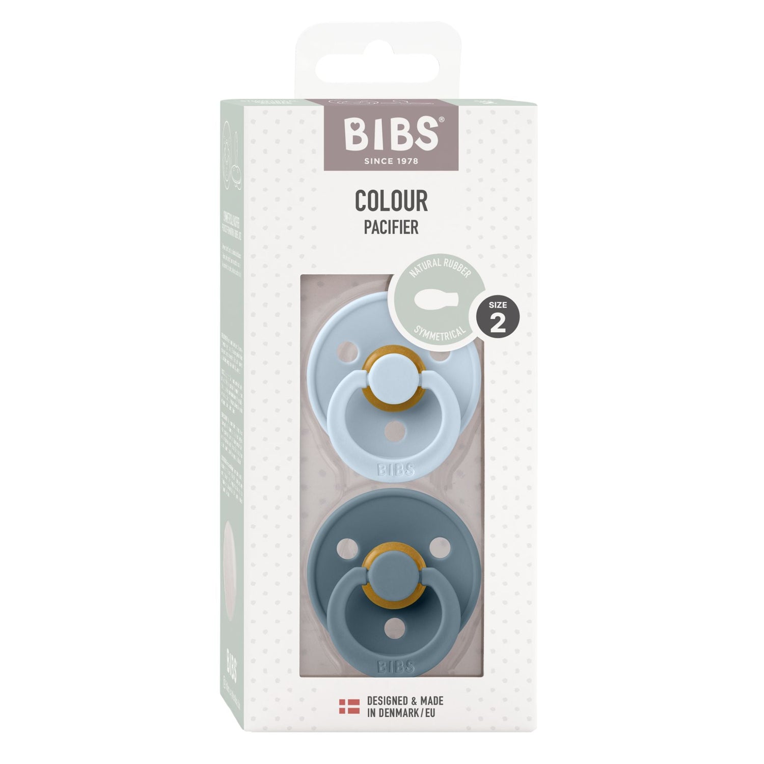 BIBS Pacifier Colour 2 PACK Latex Size 2 Symmetrical