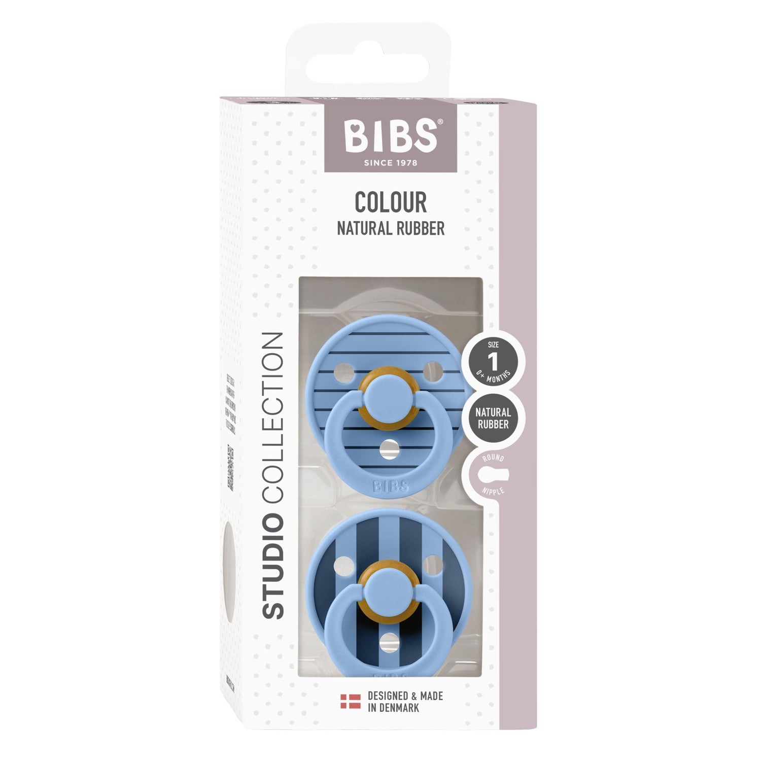 BIBS Pacifier Studio Colour 2 PACK Pin Latex Size 1