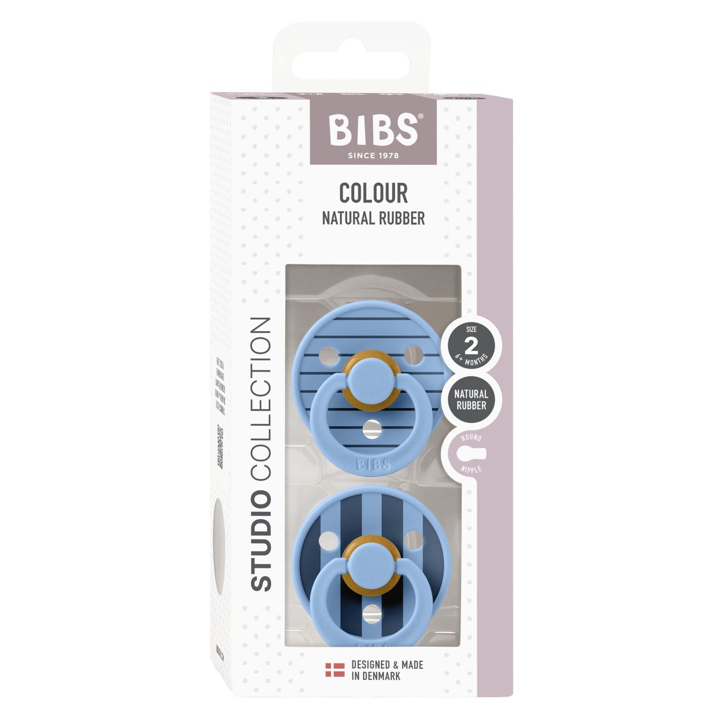 BIBS Pacifier Studio Colour 2 PACK Pin Latex Size 2