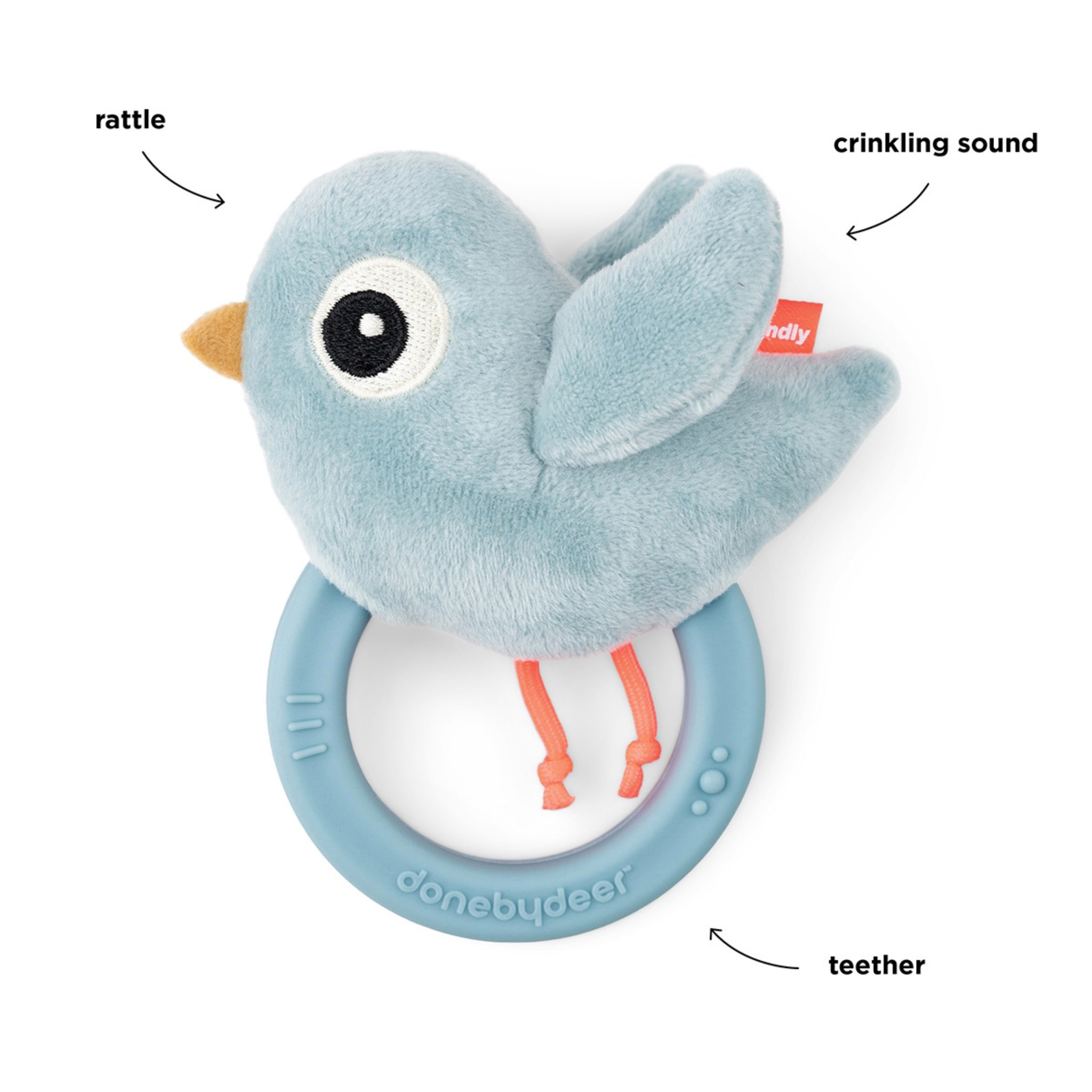 Donebydeer Sensory Rattle Wth Teether Birdie