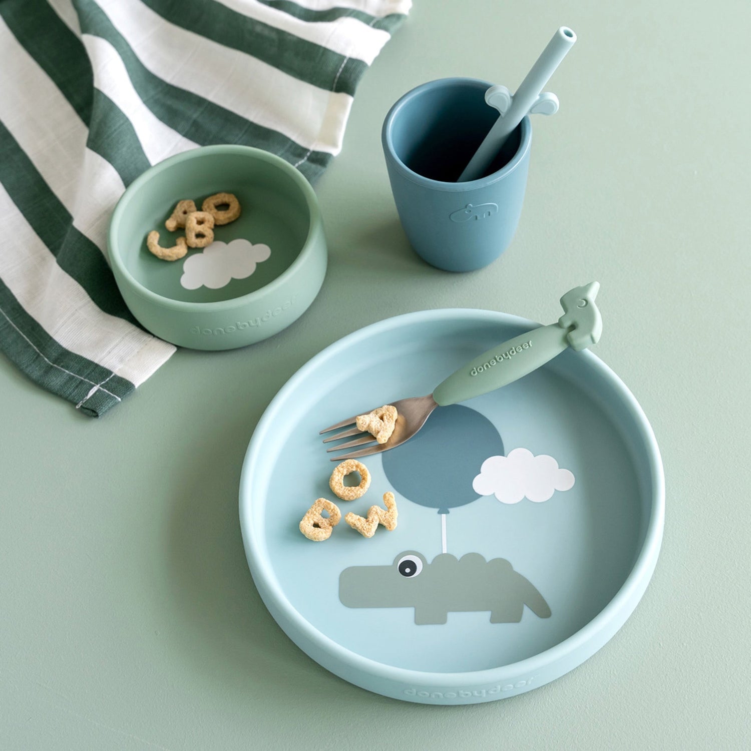 Donebydeer Silicone 3pc Dinner Set Happy Clouds