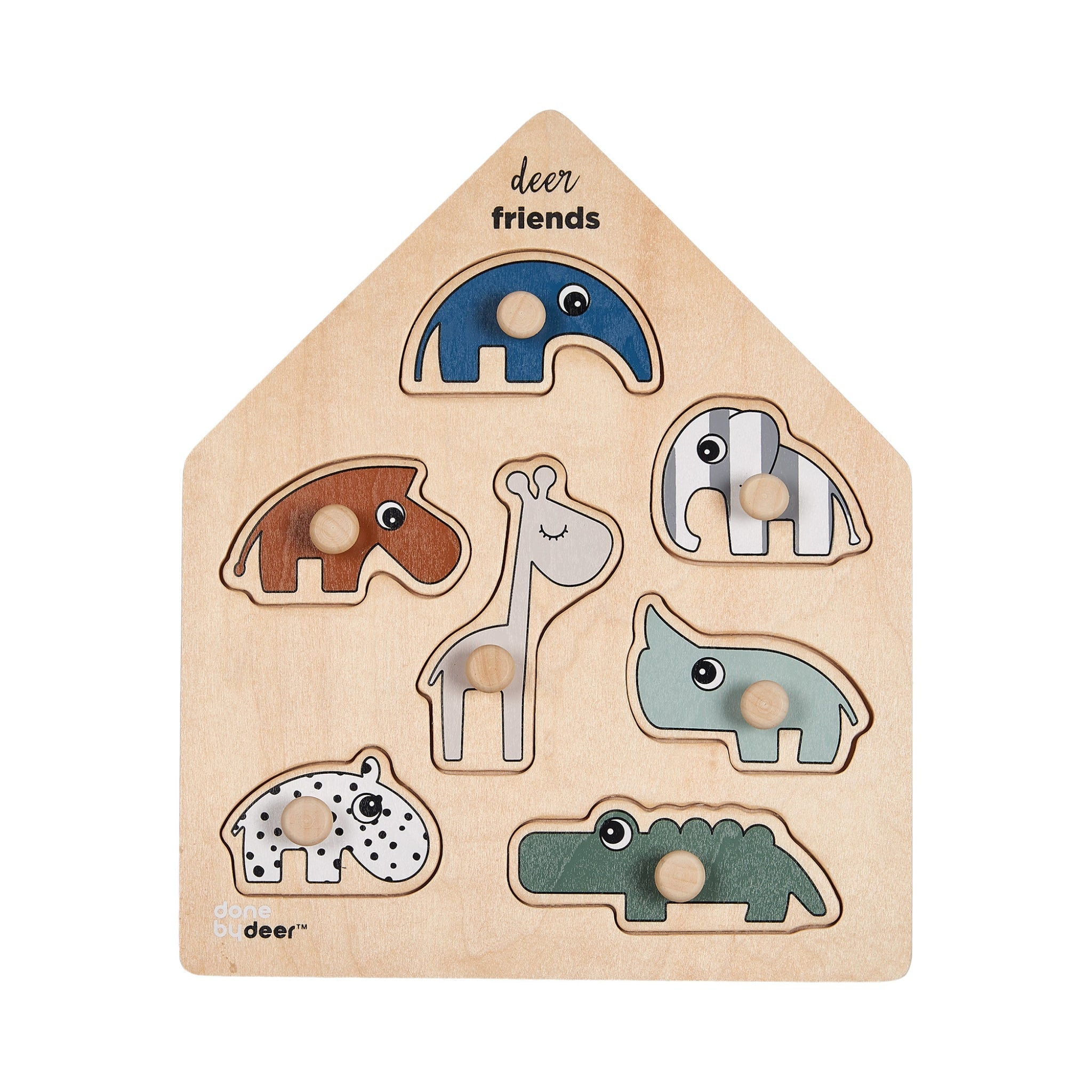 Donebydeer Wooden Peg Puzzle Deer Friends