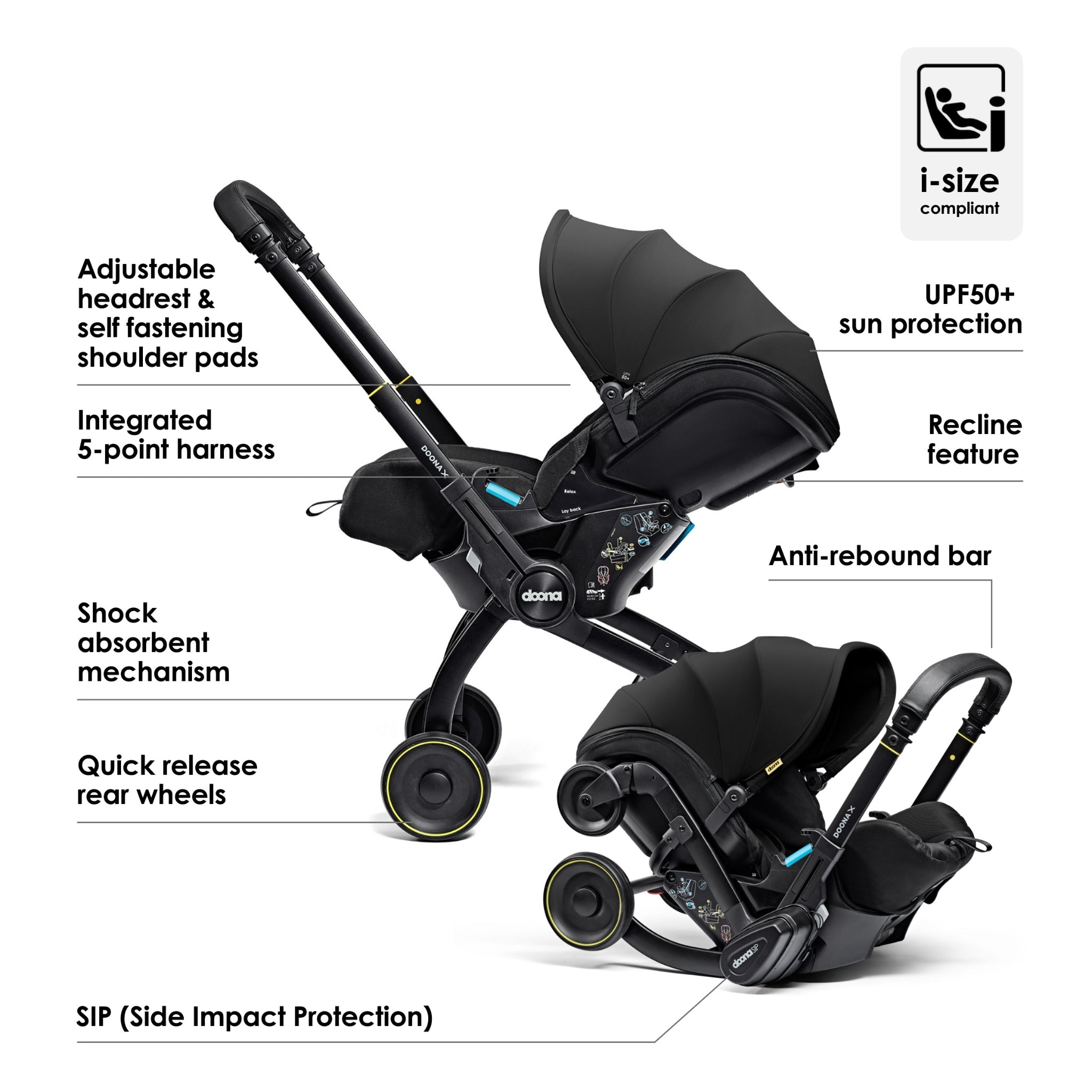 Doona X Infant Car Seat Stroller Nitro Black LittleBe