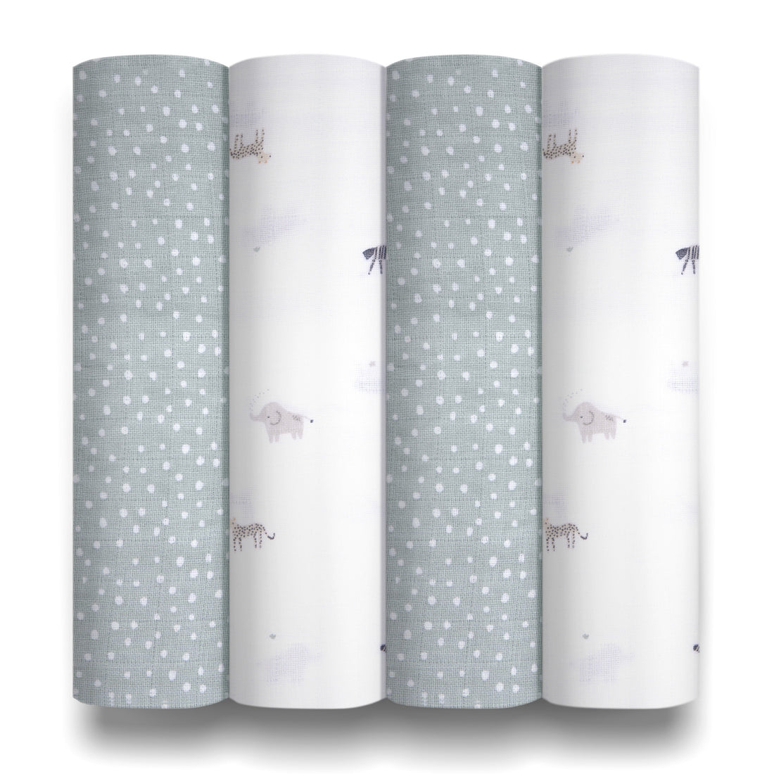 Baby Elegance 4 pack Muslin Swaddles Safari - 80 x 80cm