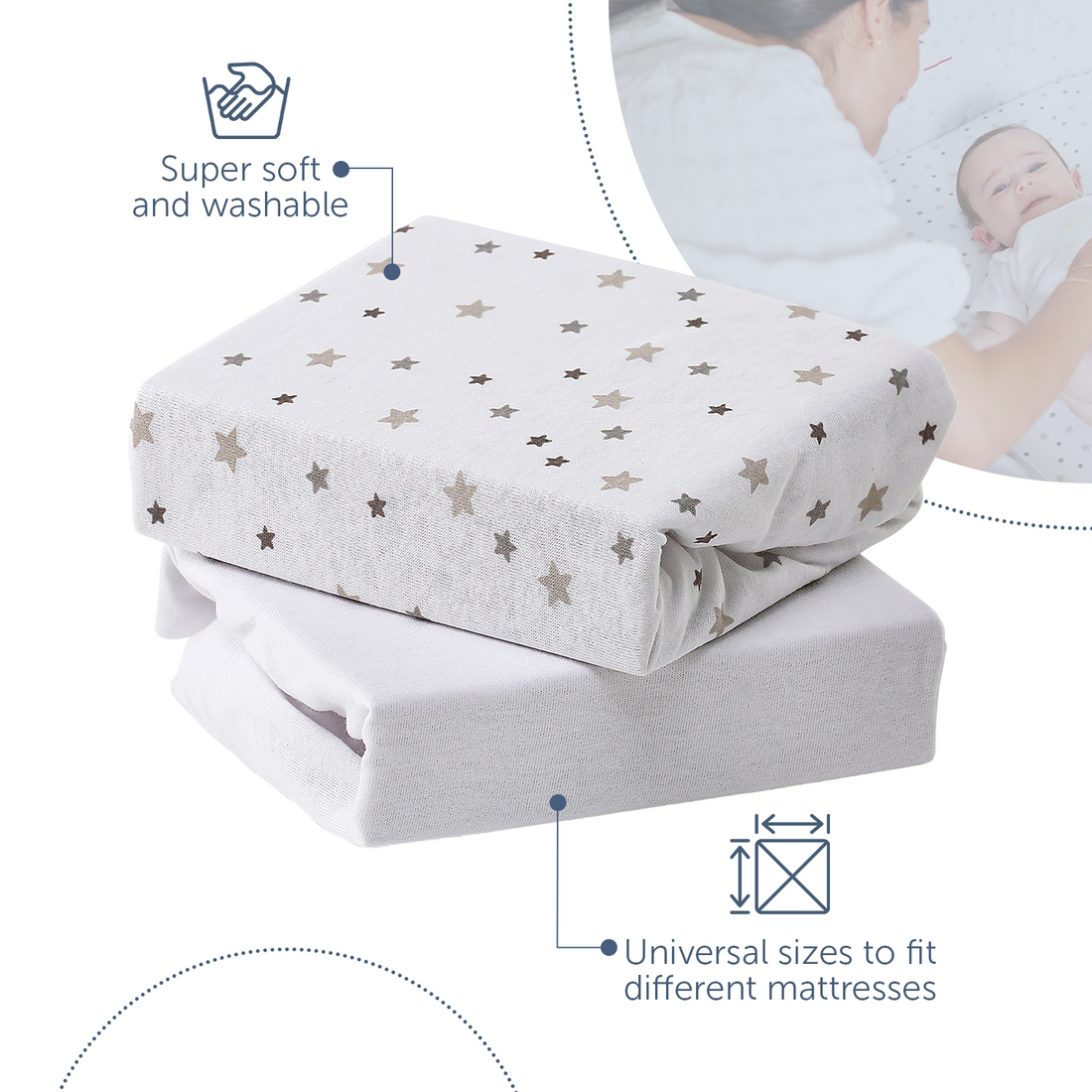 Baby Elegance 2 Pack Cot Bed Sheets - 70 x 140cm