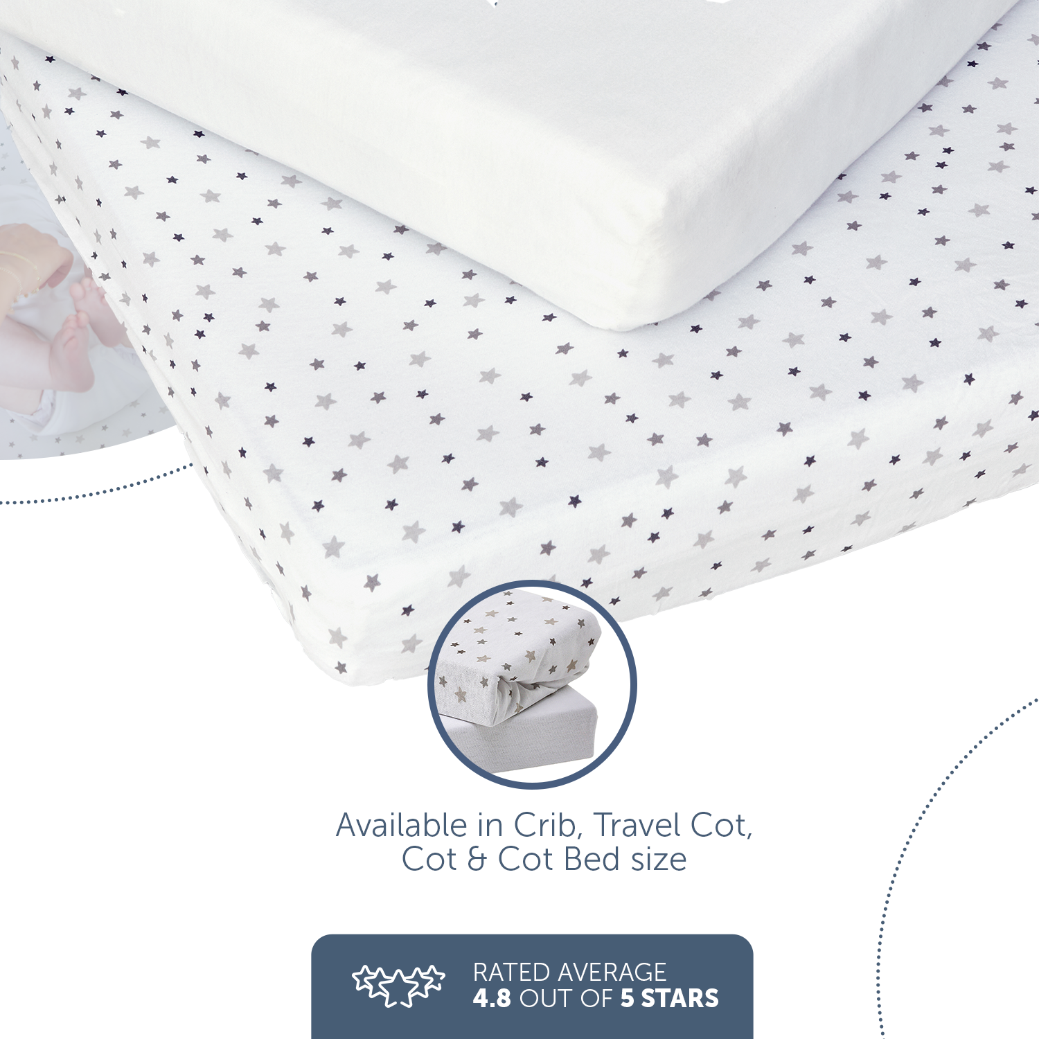 Cot Sheets - 120 x 60cm - 2 Pack - Baby Elegance