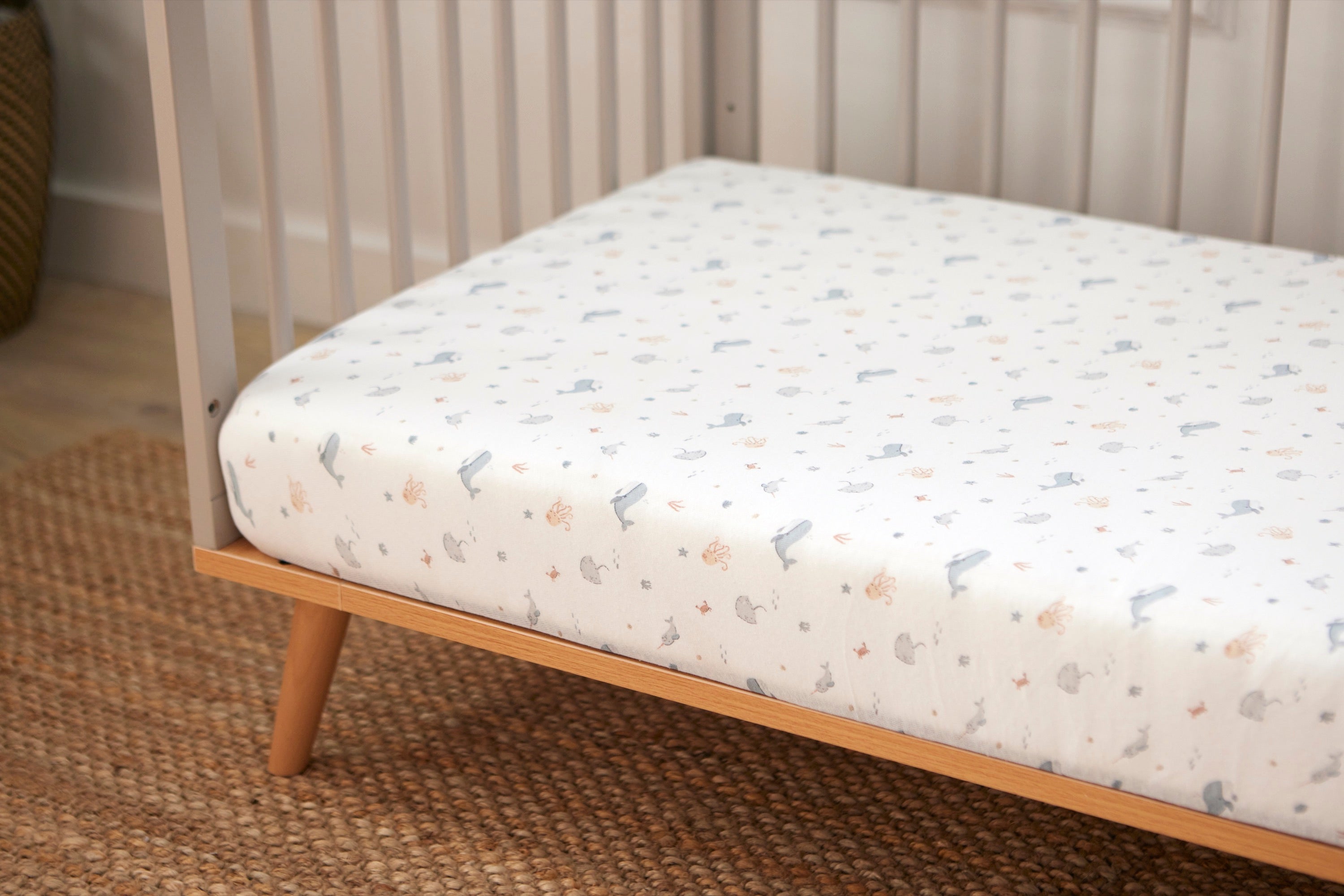 Jersey Sheets - Moses Basket - Under the Sea - 35 x 75cm - 2 Pack - Baby Elegance