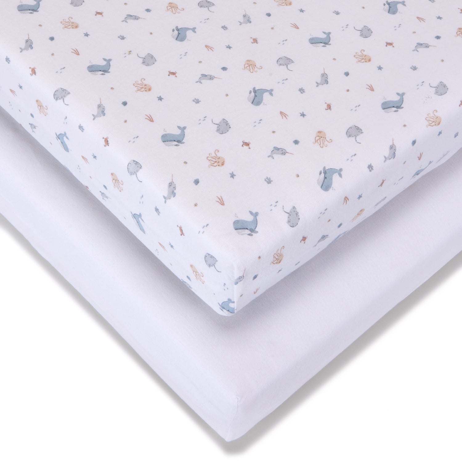 Jersey Sheets - Moses Basket - Under the Sea - 35 x 75cm - 2 Pack - Baby Elegance