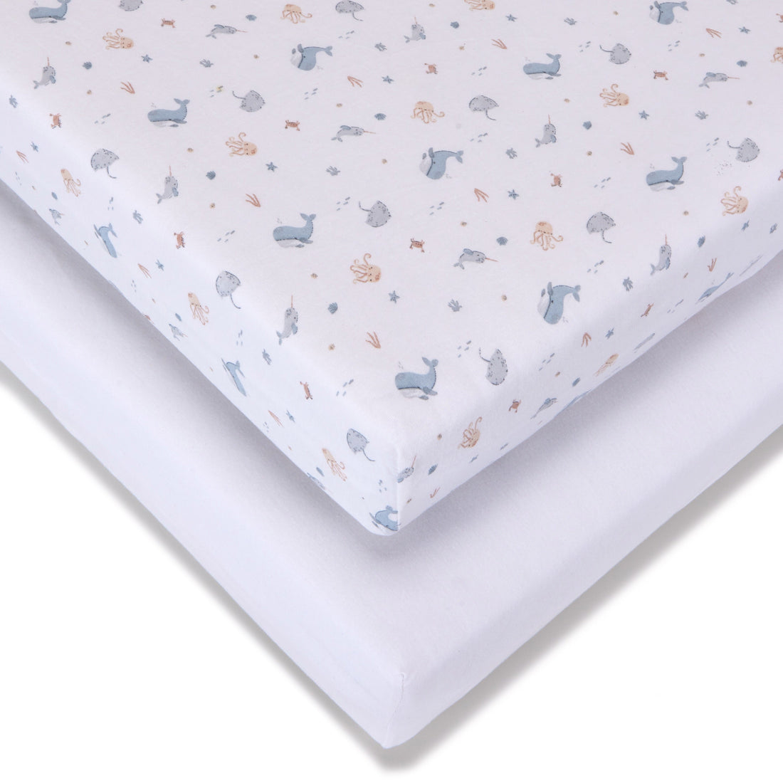 Baby Elegance 2 Pack Jersey Sheets  Under the Sea - Cot Bed - 70 x 140cm