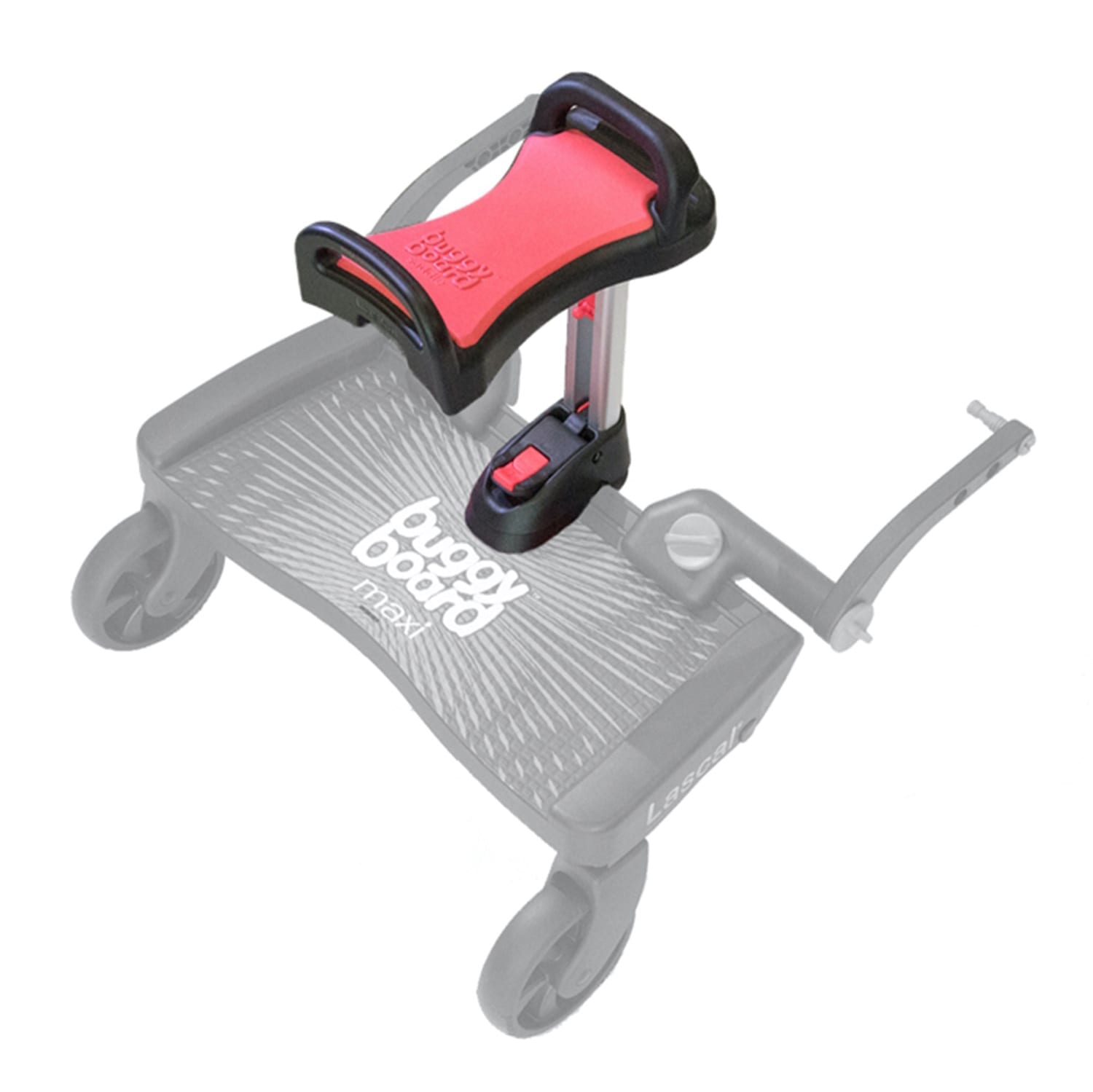 Lascal_Buggyboard_Saddle_Red_Product_Shot_Side_Angle_Right_On_Buggyboard_Saddle_Up