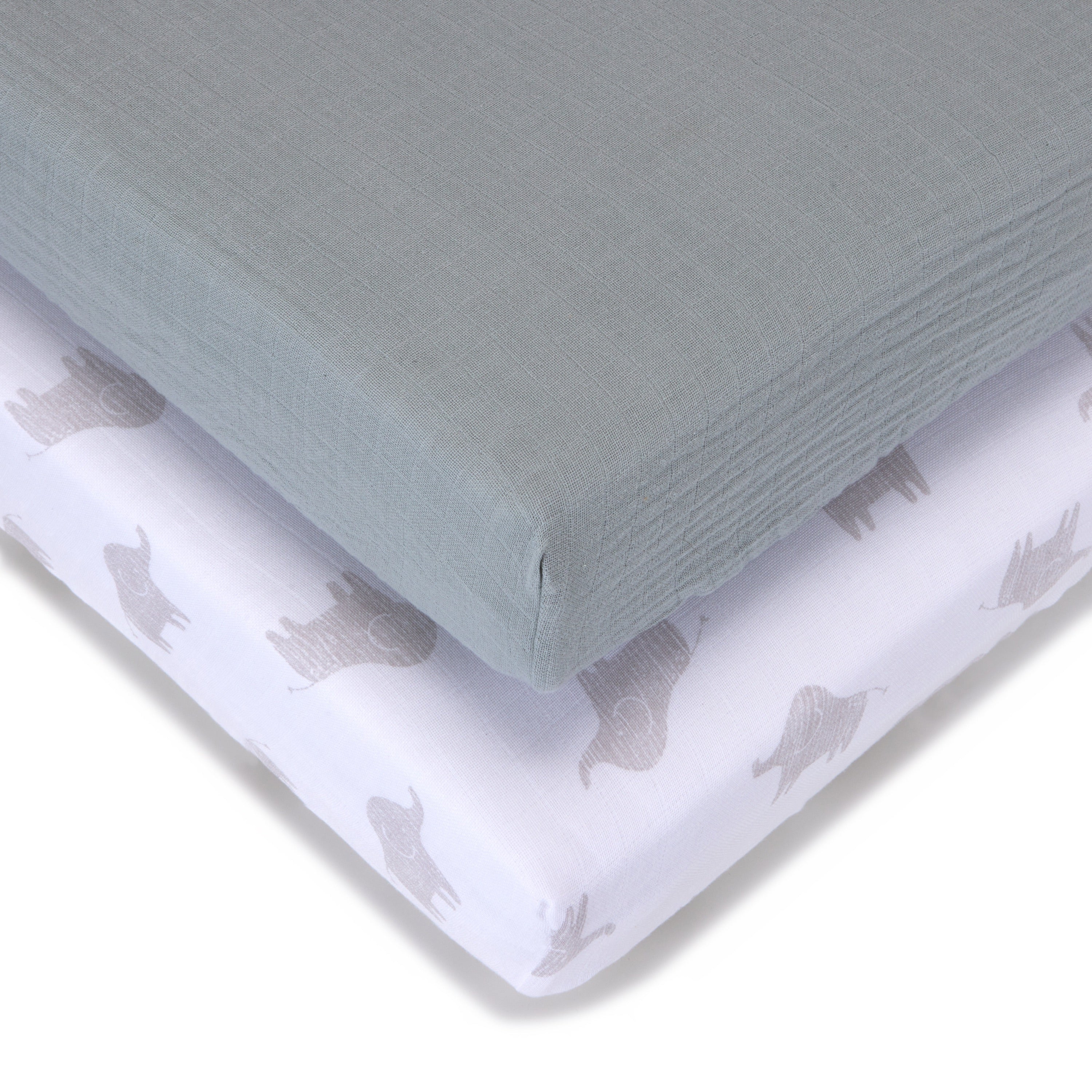 Baby Elegance 2 Pack Muslin Sheets  Safari - Cot - 60 x 120cm